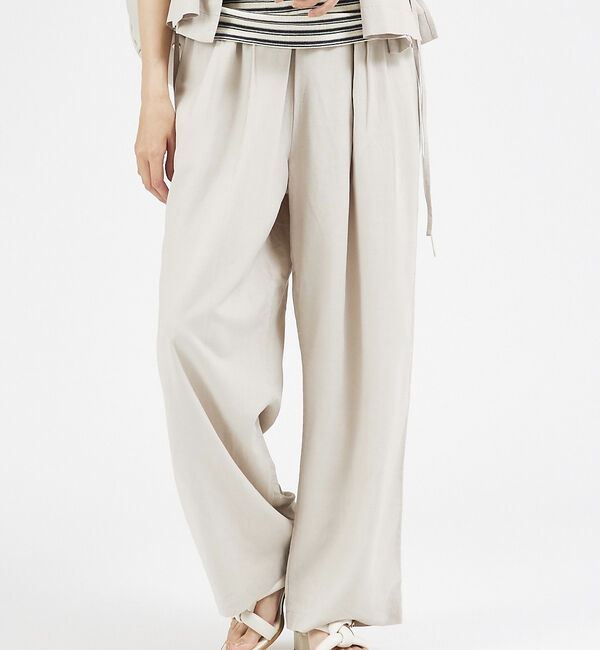 abahouse mavie「【セットアップ対応】レーヨンリネンワイドパンツ」|その他|ベージュ