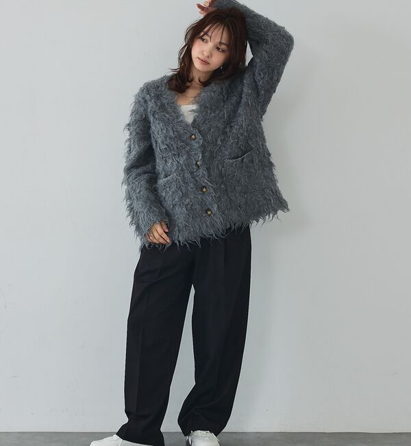 abahouse mavie「【スタッフ人気No1】シャギー起毛カーディガン/ニット/軽量/ガーリー/ふわふわ」|カーディガン|