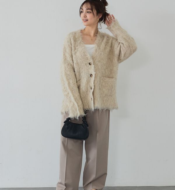 abahouse mavie「【スタッフ人気No1】シャギー起毛カーディガン/ニット/軽量/ガーリー/ふわふわ」|カーディガン|