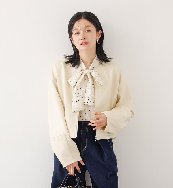 abahouse mavie「ソフトレザーライクジップブルゾン」|ブルゾン・スタジャン|