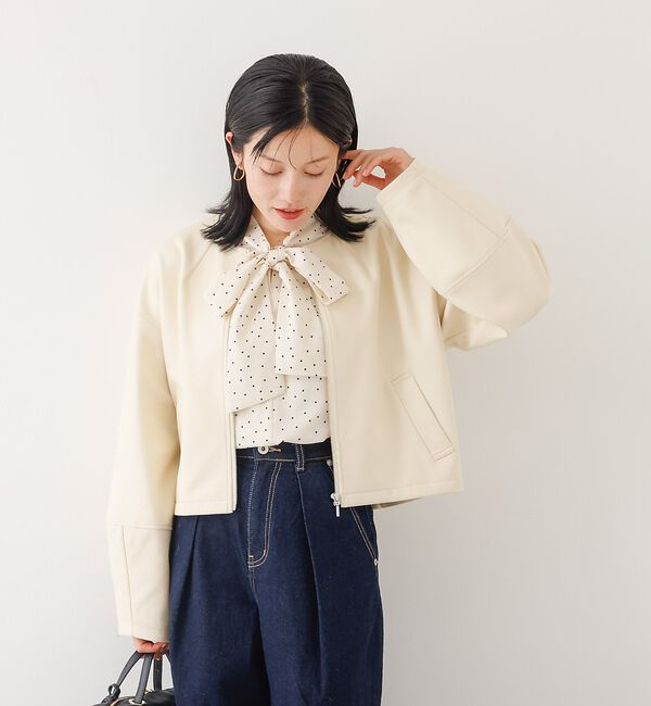 abahouse mavie「ソフトレザーライクジップブルゾン」|ブルゾン・スタジャン|