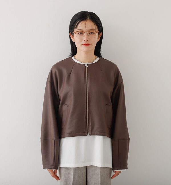 abahouse mavie「ソフトレザーライクジップブルゾン」|ブルゾン・スタジャン|