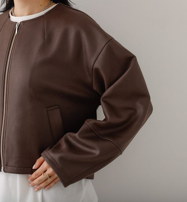 abahouse mavie「ソフトレザーライクジップブルゾン」|ブルゾン・スタジャン|