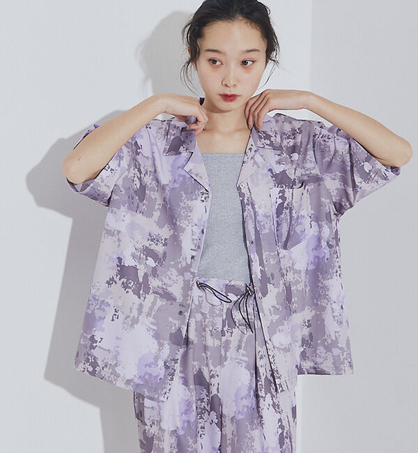 NOMINE「【セットアップ着用可】スプラッシュプリント 開襟 シャツ」|シャツ・ブラウス|パープル