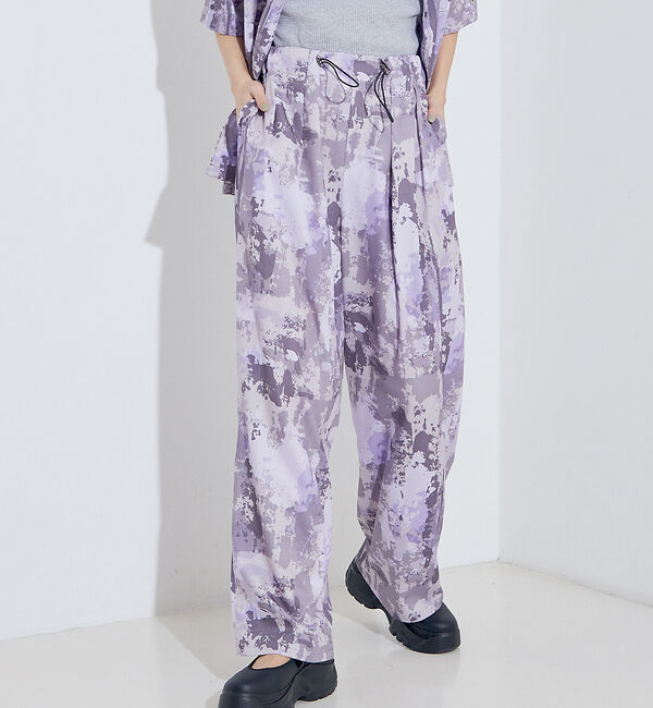 NOMINE「【セットアップ着用可】スプラッシュプリントドロスト パンツ」|その他|パープル