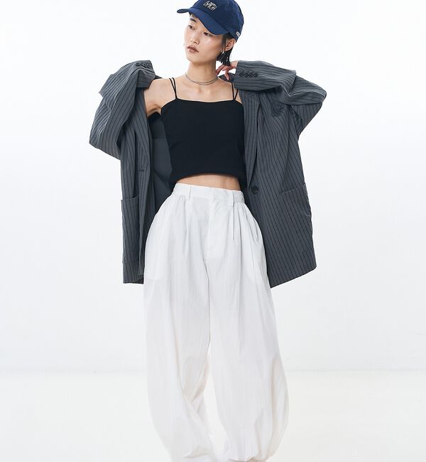 NOMINE「ストライプワイドジャケット」|テーラードジャケット|