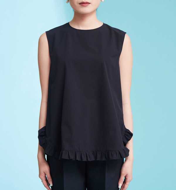 TIARA「《定番》フリルヘムノースリーブブラウス（セットアップ可）」|シャツ・ブラウス|