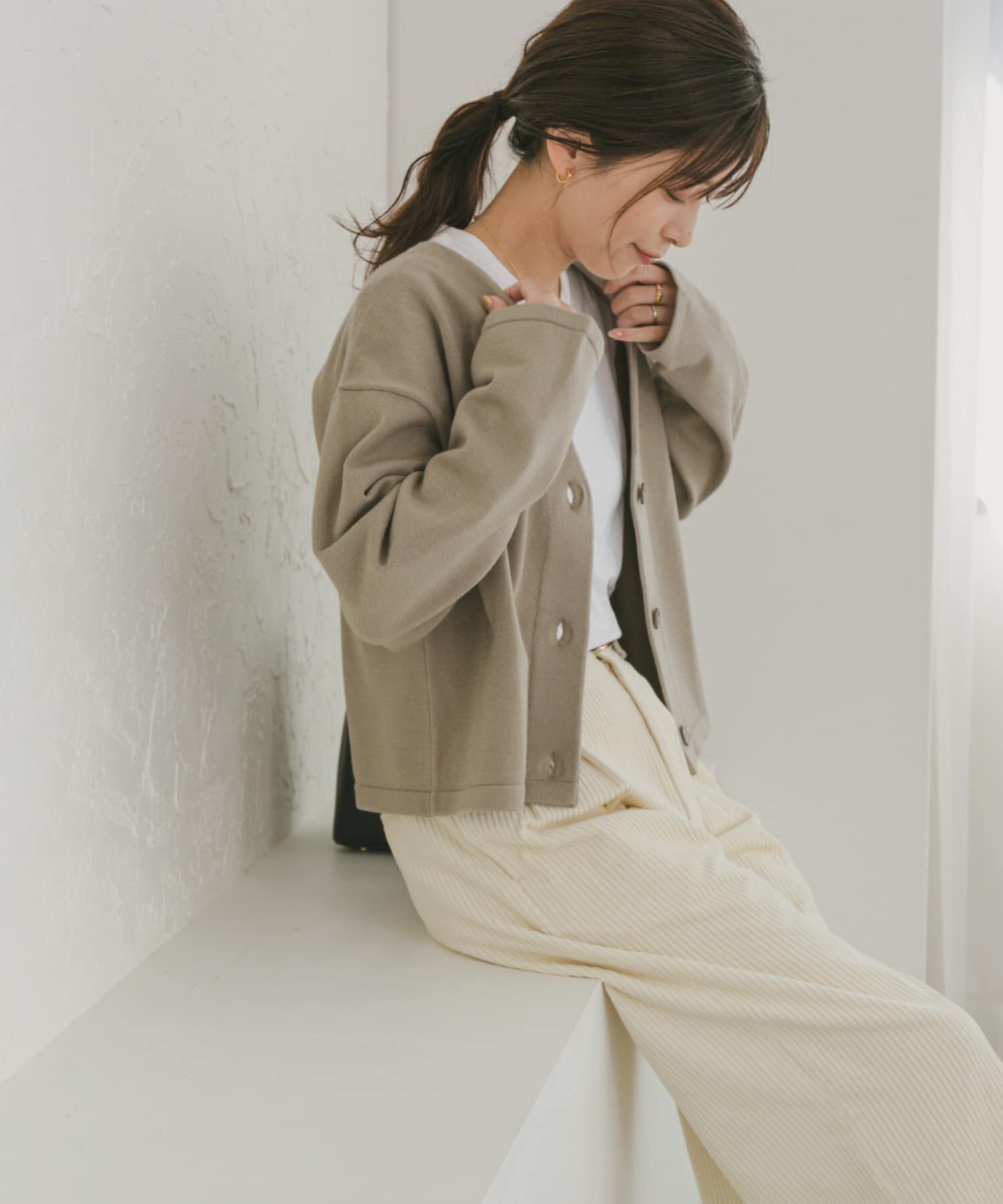 URBAN RESEARCH DOORS「『UR TECH 200日ニット』Vネックカーディガン」|カーディガン|