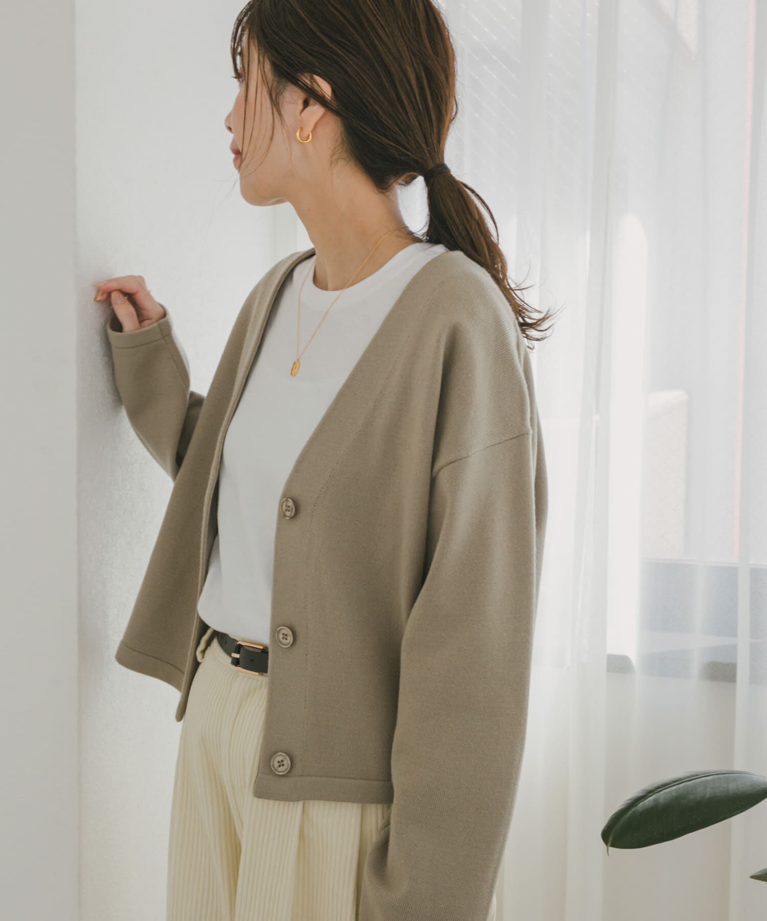 URBAN RESEARCH DOORS「『UR TECH 200日ニット』Vネックカーディガン」|カーディガン|