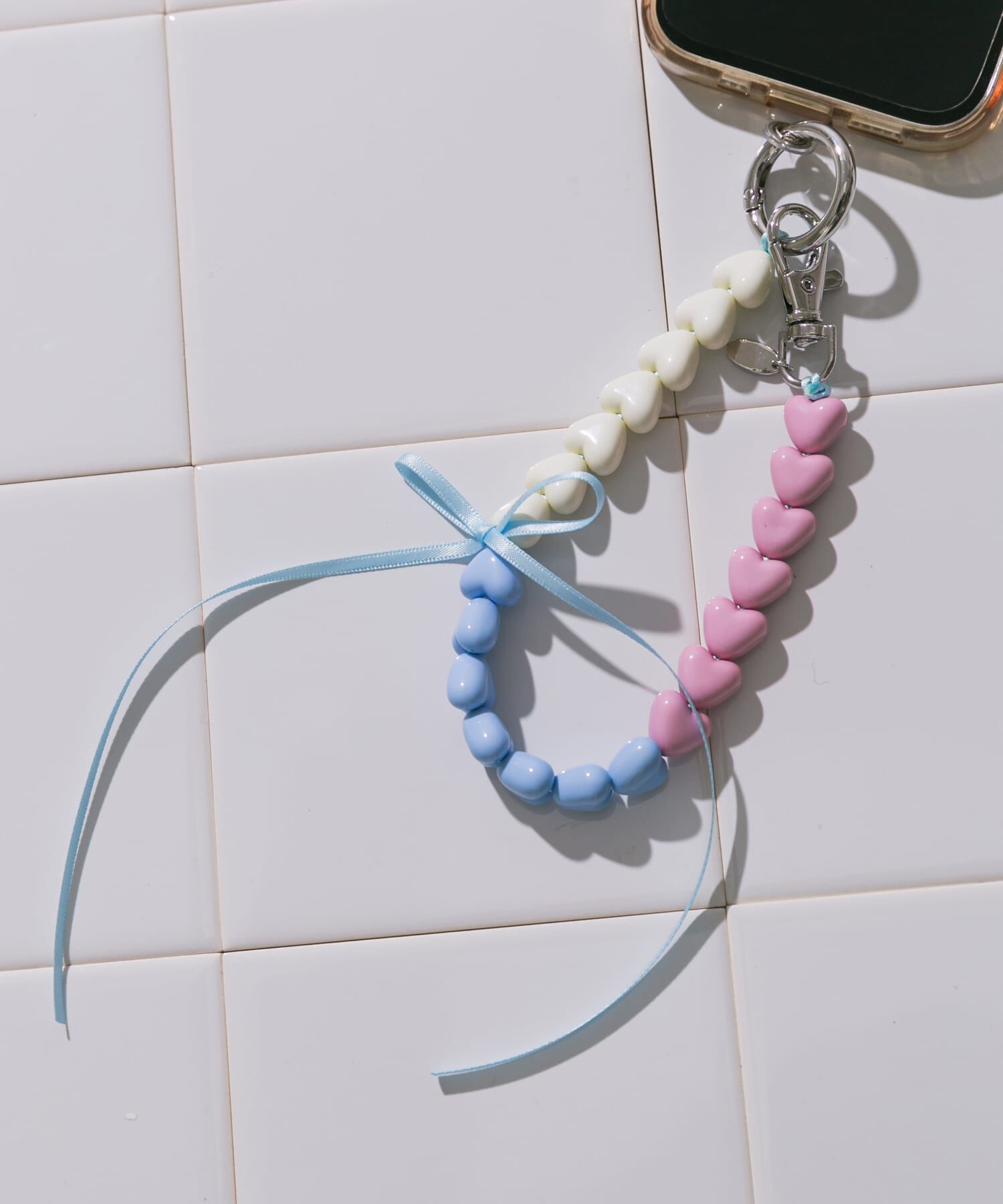 SMELLY「カラフルミニハートリボンキーチェーン」|モバイルケース|ブルー系その他