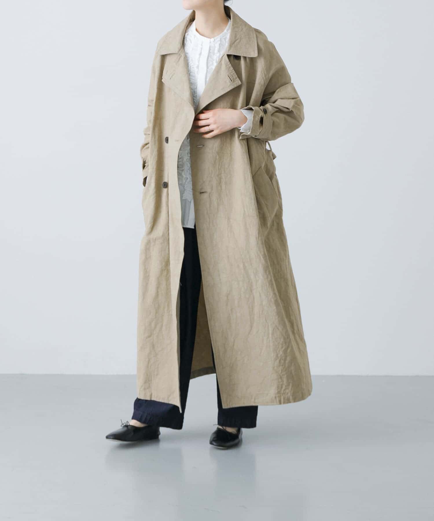 かぐれ「『ユニセックス』コットンリネンオーバートレンチコート」|トレンチコート|