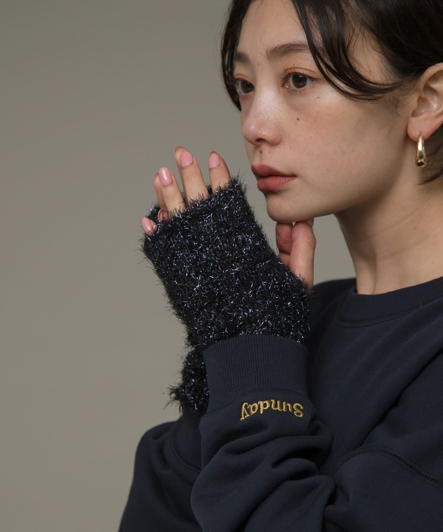 Sonny Label 「CONTROL FREAK　ラメフェザーグローブ」|手袋|ブラック