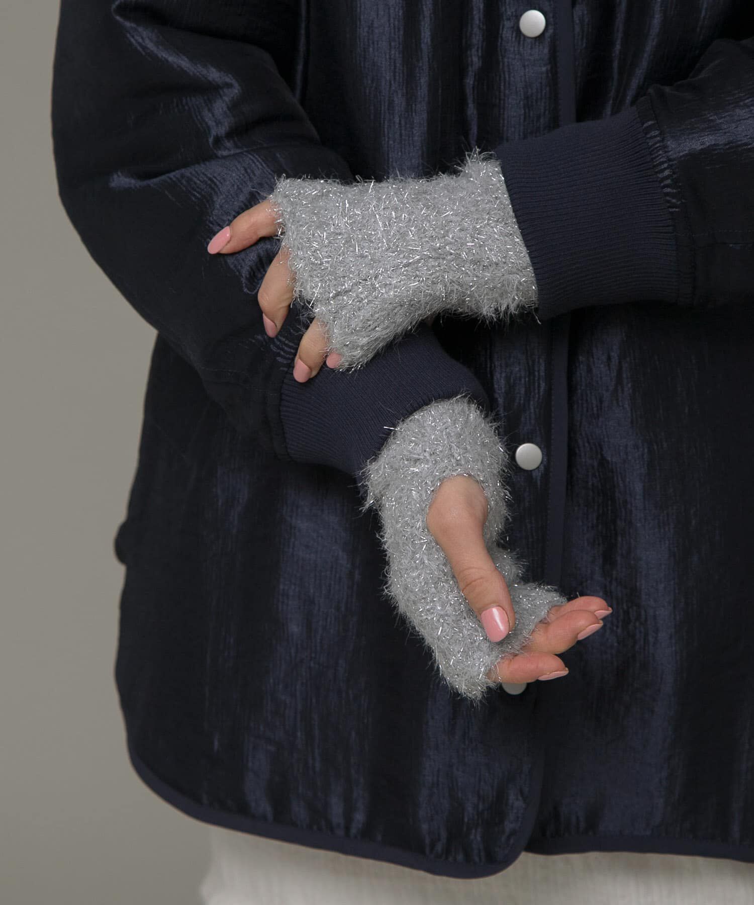 Sonny Label 「CONTROL FREAK　ラメフェザーグローブ」|手袋|グレー