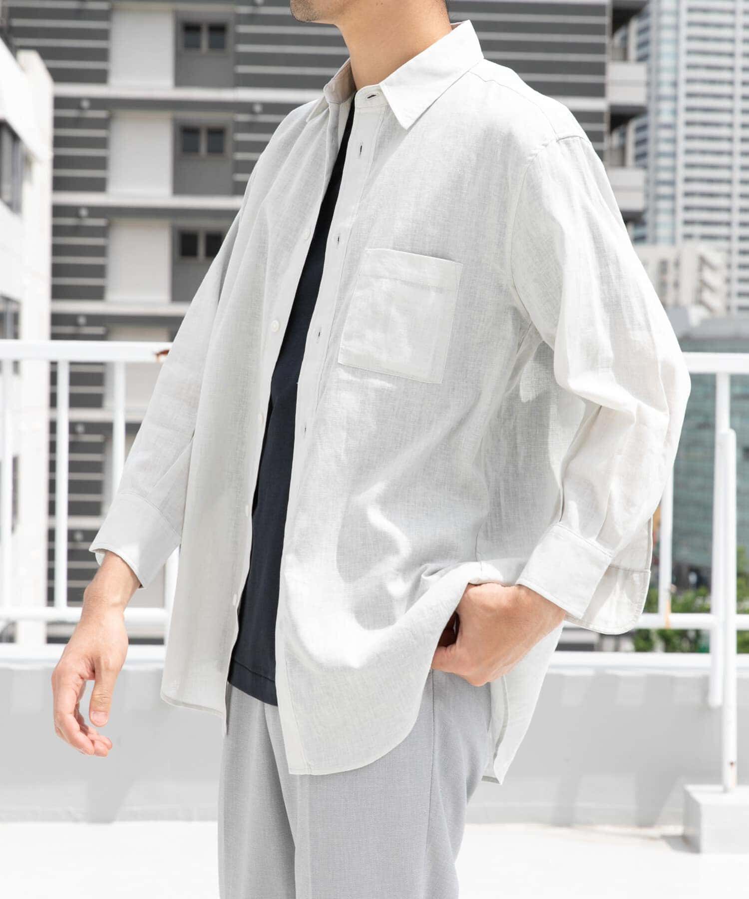 URBAN RESEARCH ROSSO「『XLサイズあり』リラックスコットンリネン7分袖シャツ」|シャツ・ブラウス|