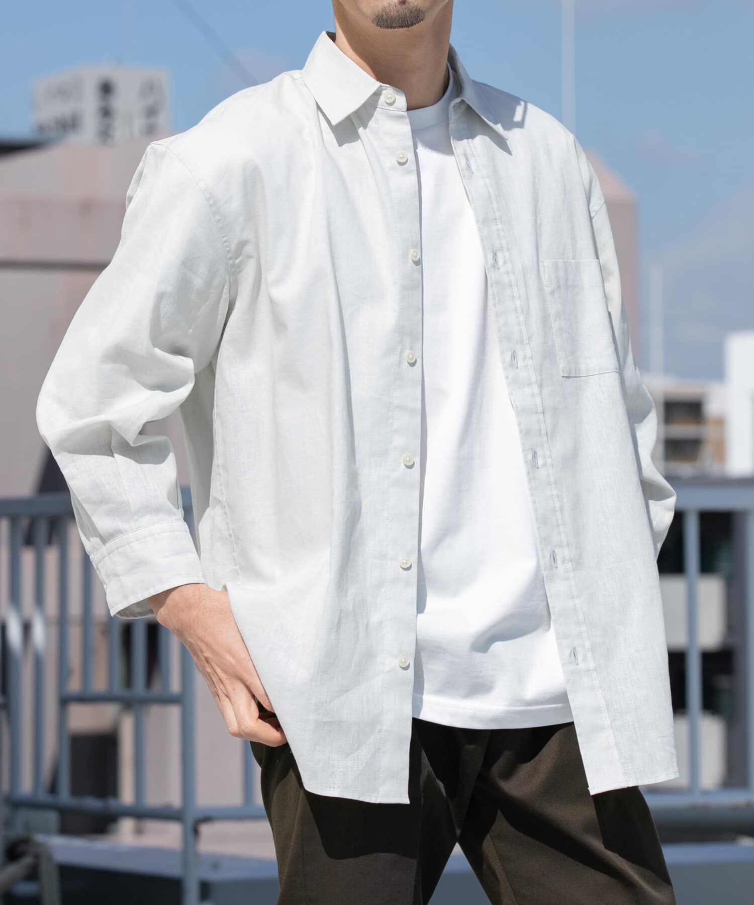 URBAN RESEARCH ROSSO「『XLサイズあり』リラックスコットンリネン7分袖シャツ」|シャツ・ブラウス|