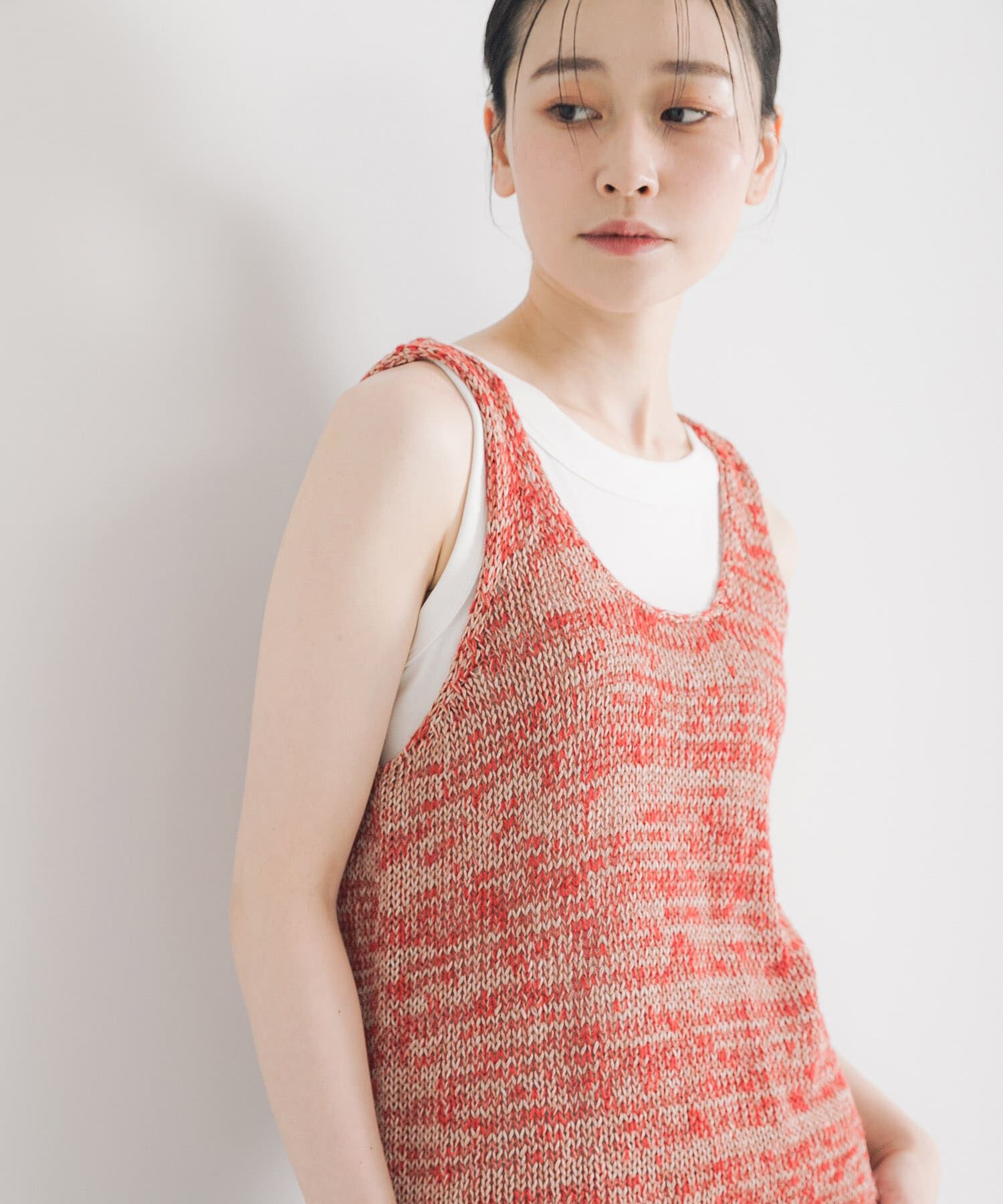 URBAN RESEARCH「リネン混ノースリーブニット」|ニット・セーター|レッド