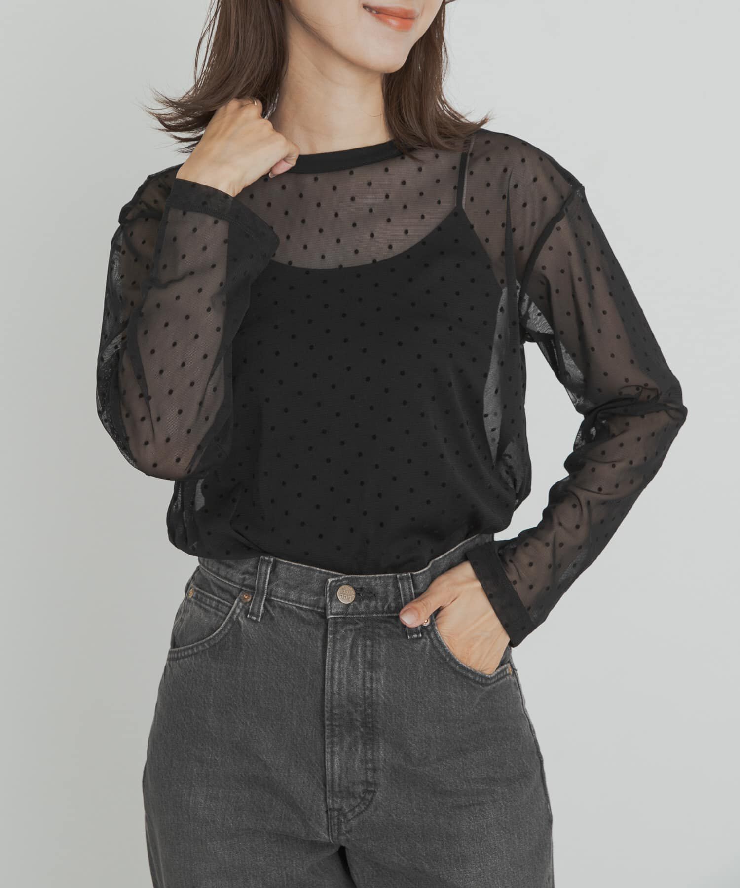 URBAN RESEARCH DOORS「mizuiro ind　mesh dots crew neck pullover」|Tシャツ・カットソー|