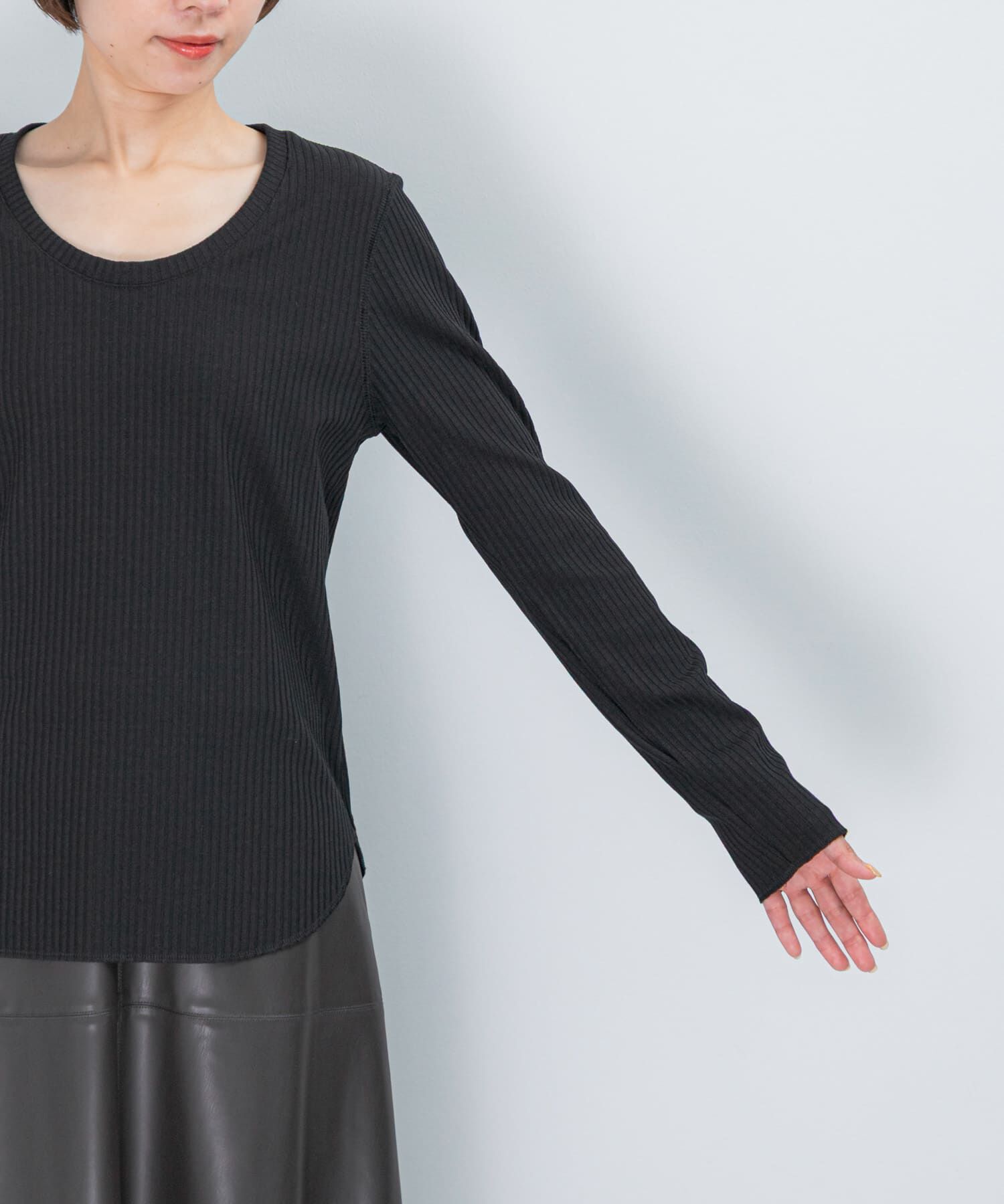 URBAN RESEARCH ROSSO「Uネックリブプルオーバー」|Tシャツ・カットソー|