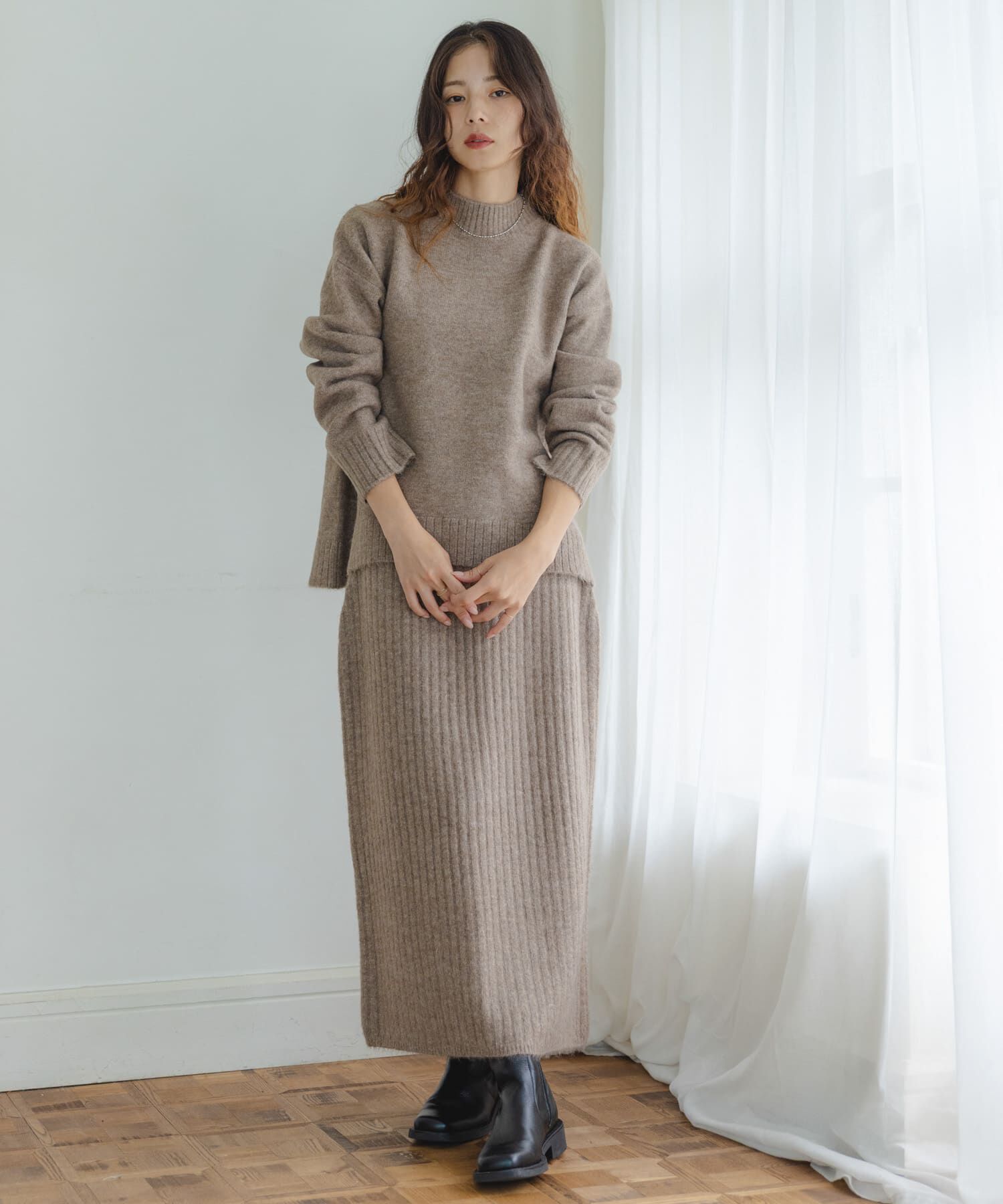 Sonny Label 「『WEB限定』モックネックニット&times;スカートセットアップ」|ワンピース|