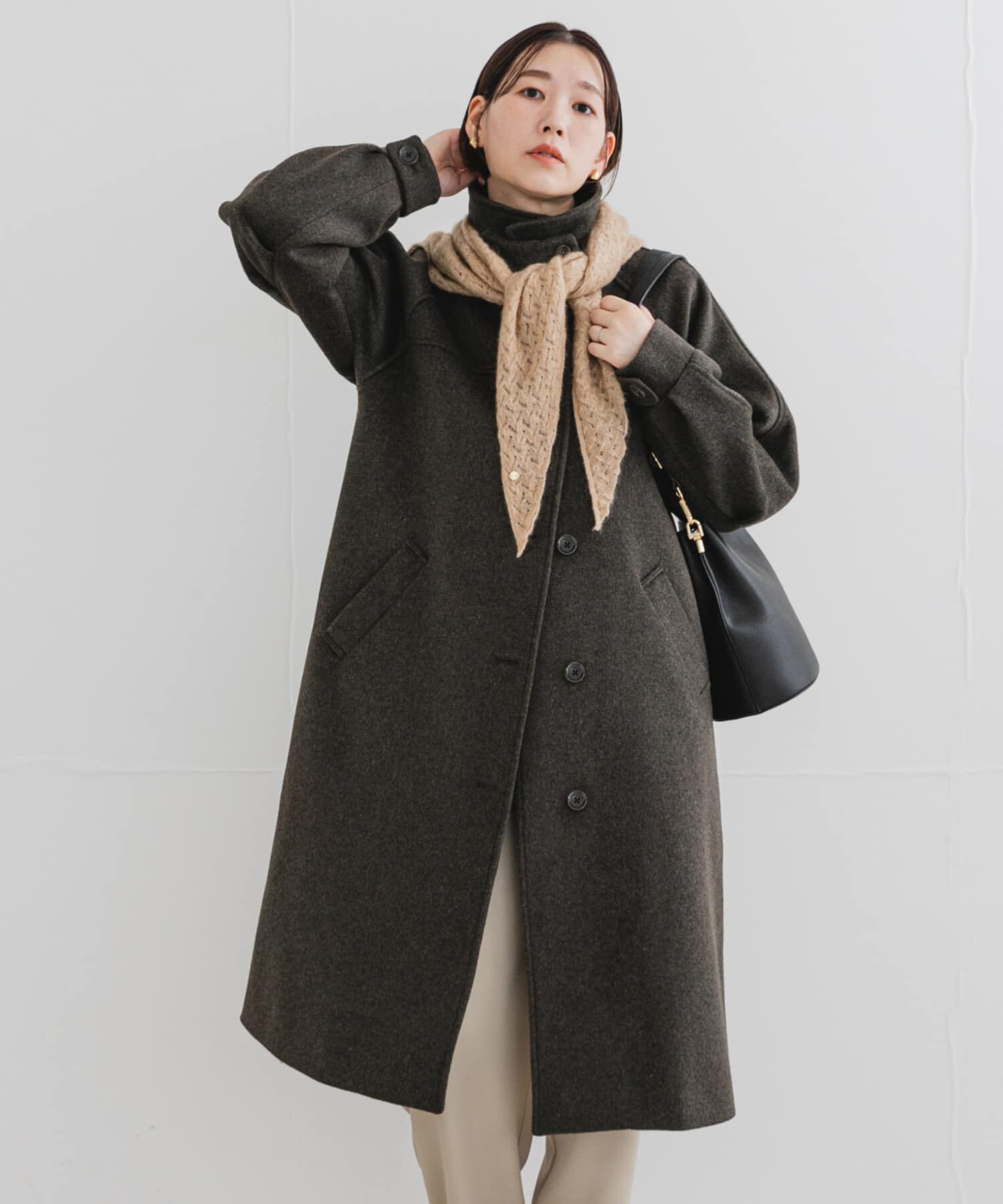 URBAN RESEARCH ROSSO「F by ROSSO　『UR TECH』ビーバーステンカラーロングコート」|ステンカラーコート|