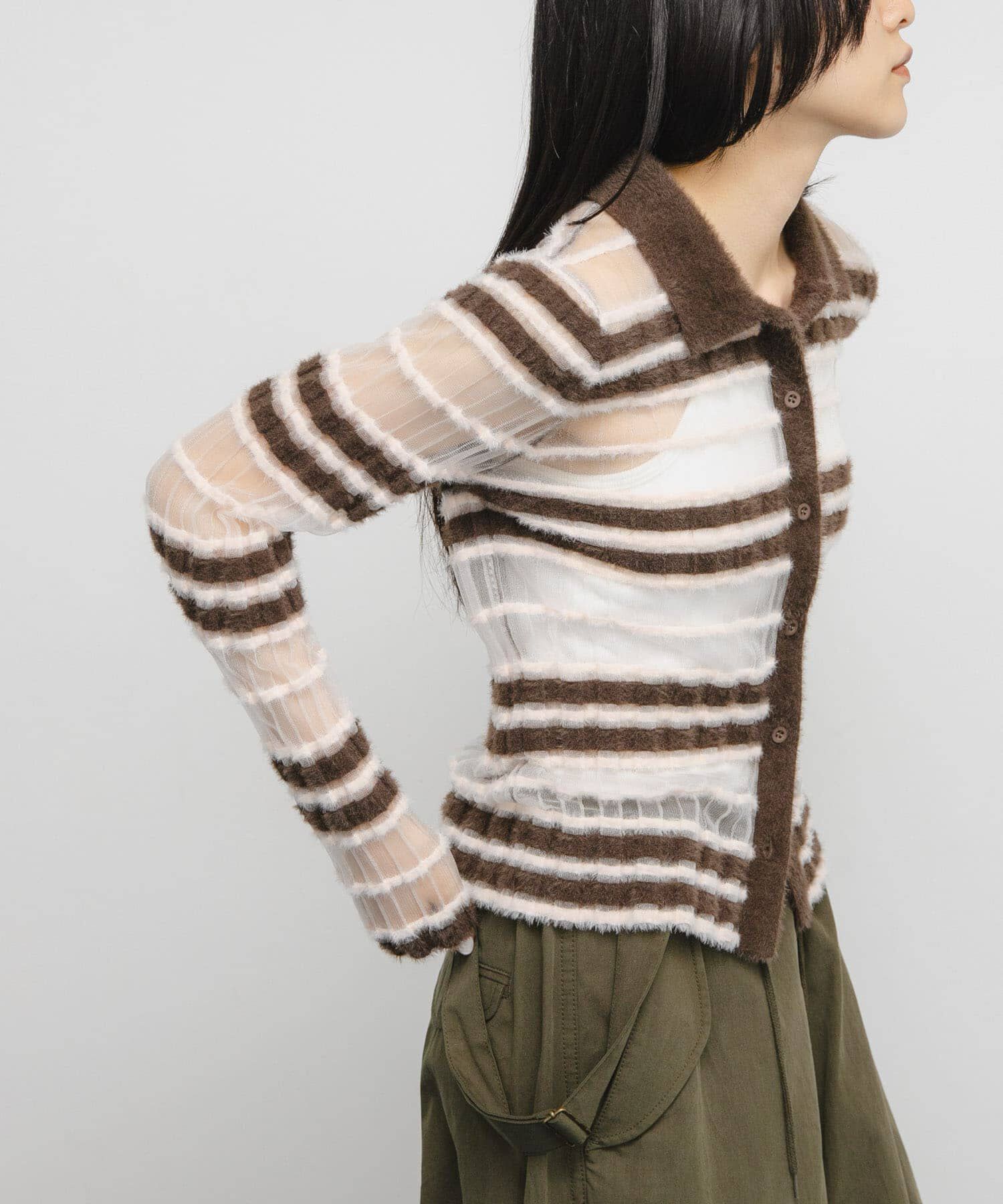  「シアーボーダーフェザーニット」|ニット・セーター|