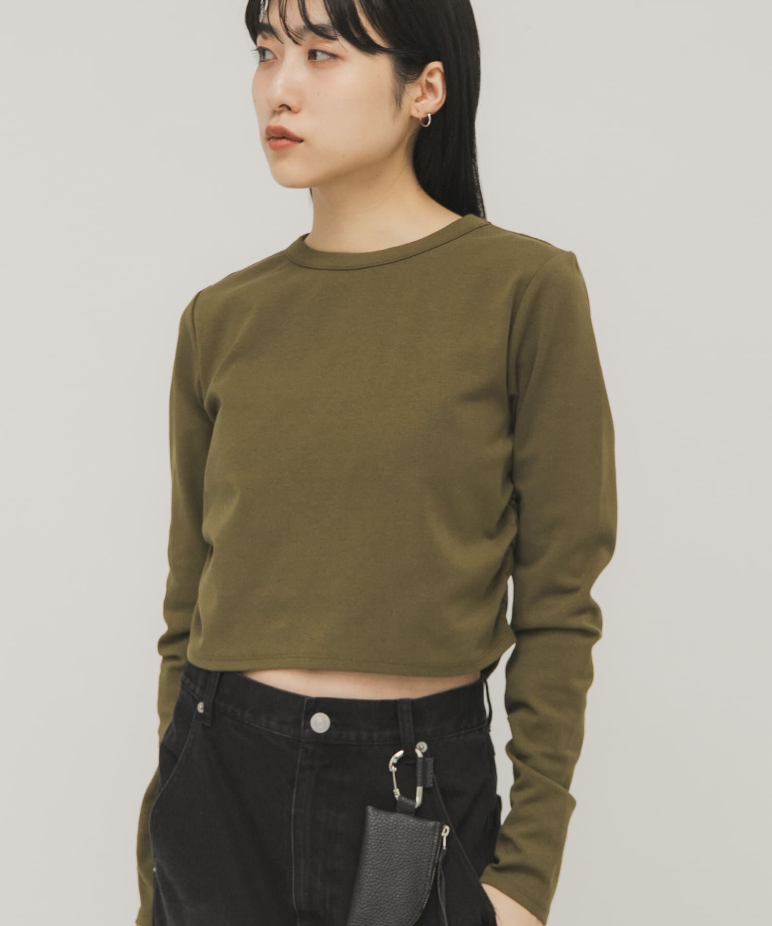  「クロップドロンTEE」|Tシャツ・カットソー|カーキ