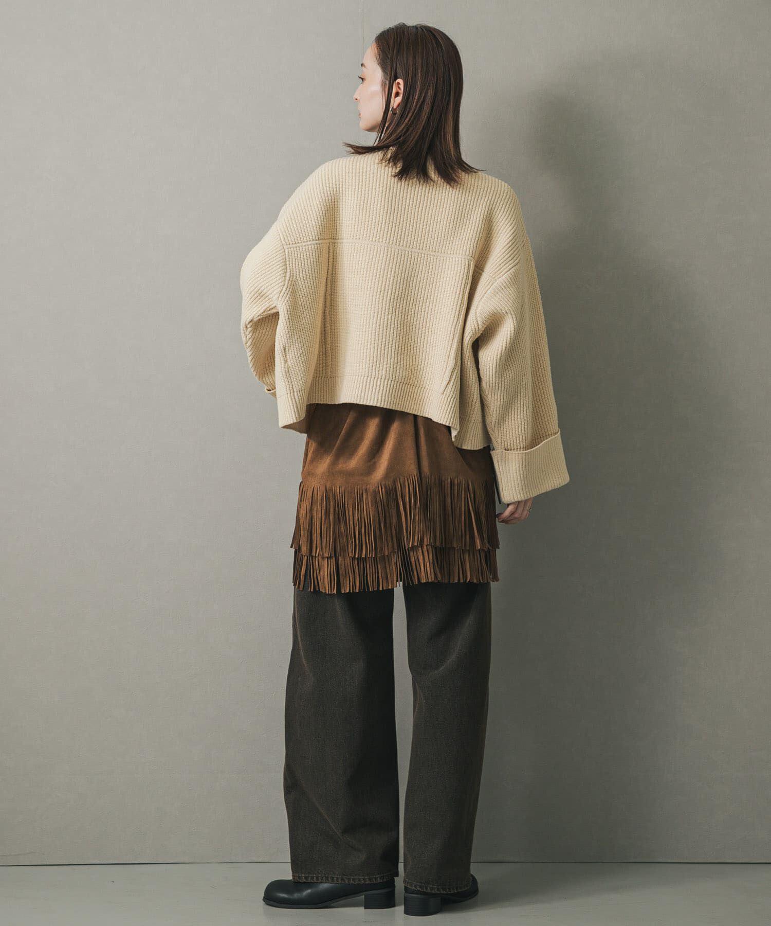 SENSE OF PLACE by URBAN RESEARCH「ニットショートジャケット」|ノーカラーコート|