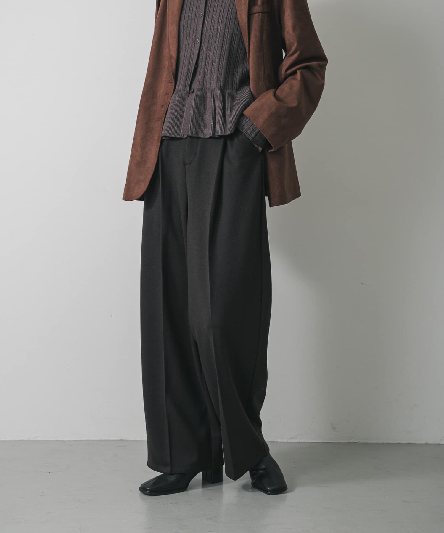 SENSE OF PLACE by URBAN RESEARCH「『BLACK, TALLサイズ/WEB限定』ジャージーストレートスラックス」|その他|