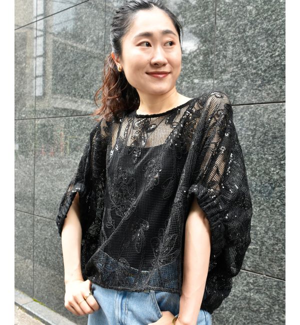  「TORRAZZO DONNAスパンコールドルマンブラウス」|シャツ・ブラウス|ブラック