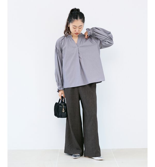  「シャーリングネックブラウス」|シャツ・ブラウス|