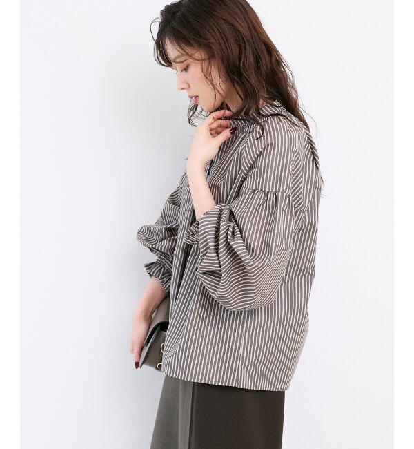  「シャーリングネックブラウス」|シャツ・ブラウス|