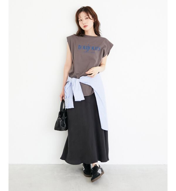  「toujoursロゴプリントフレンチTシャツ」|Tシャツ・カットソー|