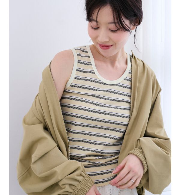  「マルチボーダーリブタンク」|タンクトップ|イエロー柄