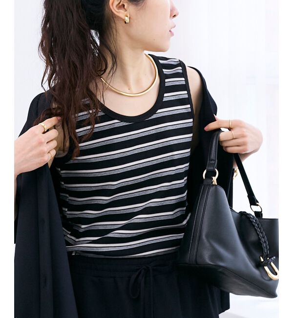  「マルチボーダーリブタンク」|タンクトップ|