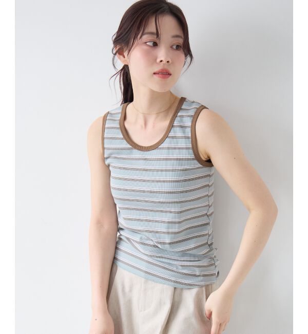  「マルチボーダーリブタンク」|タンクトップ|