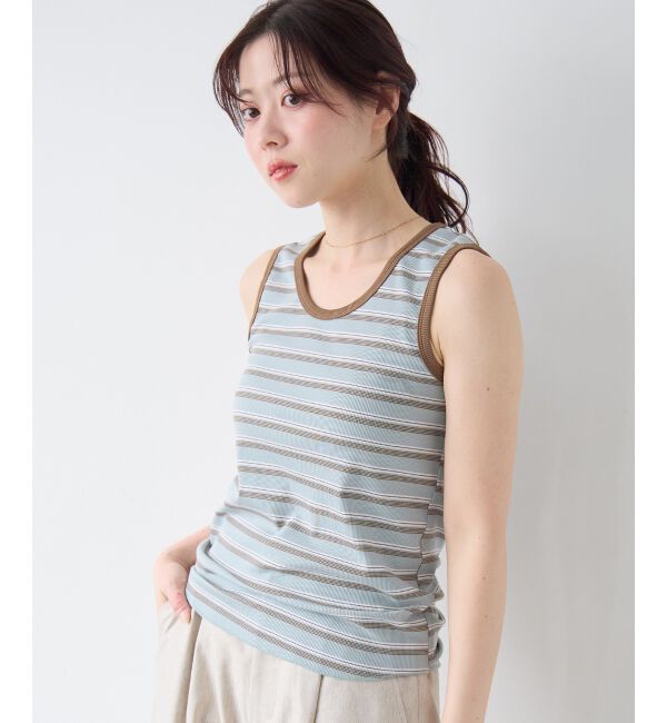  「マルチボーダーリブタンク」|タンクトップ|