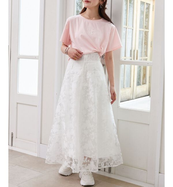  「パール付きクロップドロゴTシャツ」|Tシャツ・カットソー|