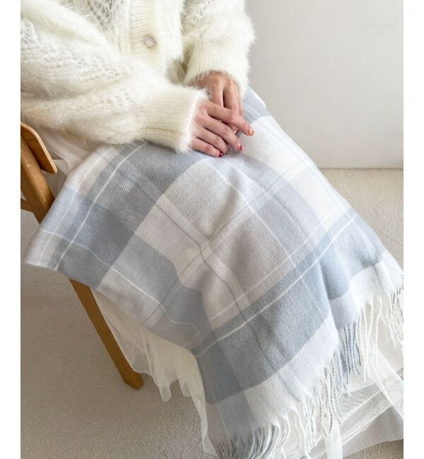  「クリーミータッチチェックストール」|ストール|
