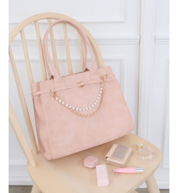  「パールチェーン2WAYトートバッグ」|トートバッグ|ピンク