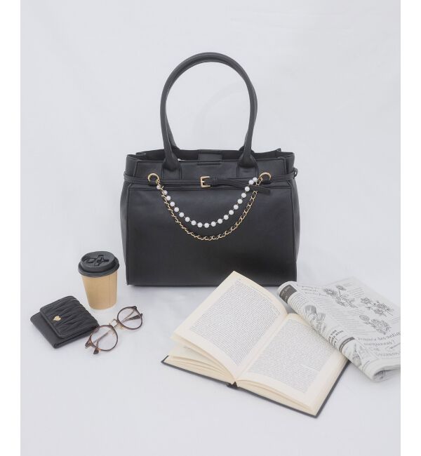  「パールチェーン2WAYトートバッグ」|トートバッグ|ブラック