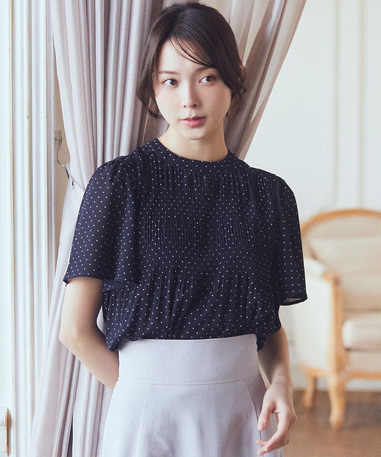 earth music&ecology「マジョリカプリーツ半袖ブラウス」|シャツ・ブラウス|