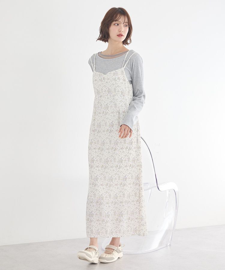 earth music&ecology「フラワーバッククロスキャミワンピース」|ワンピース|