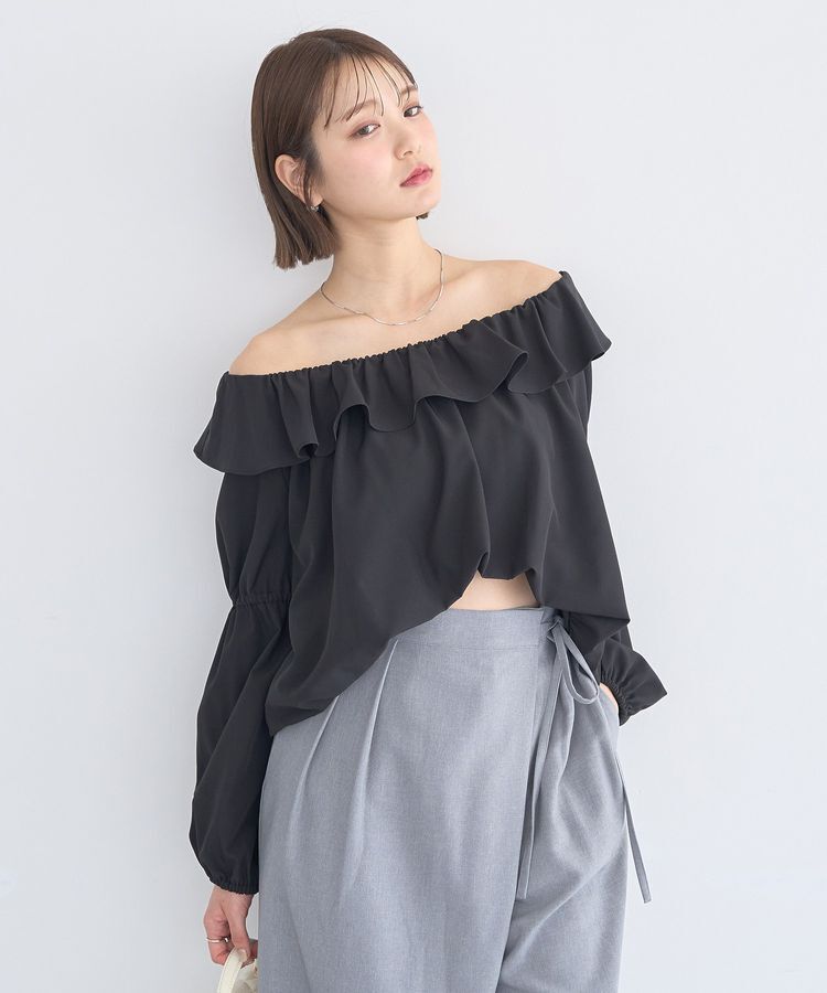 earth music&ecology「2wayオフショルバルーンヘムフリルブラウス」|シャツ・ブラウス|