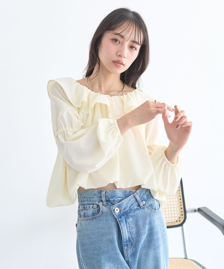 earth music&ecology「2wayオフショルバルーンヘムフリルブラウス」|シャツ・ブラウス|