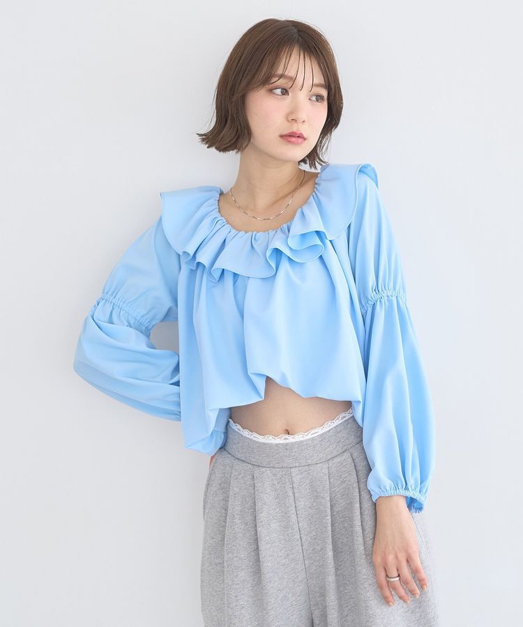 earth music&ecology「2wayオフショルバルーンヘムフリルブラウス」|シャツ・ブラウス|