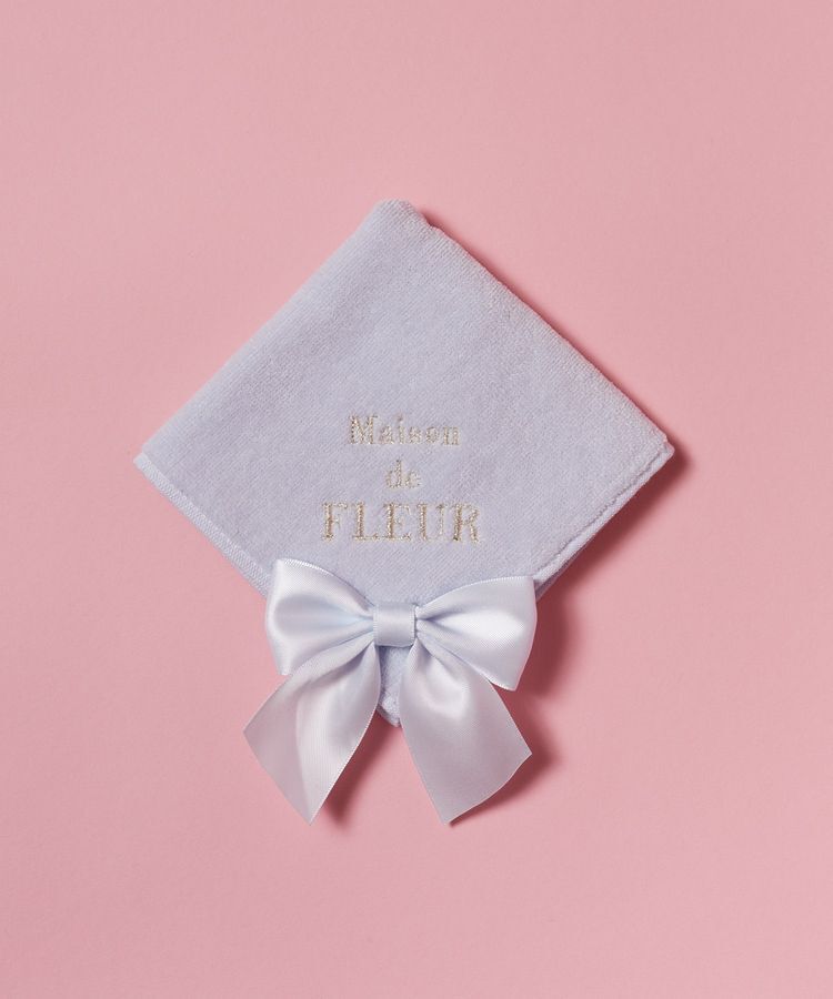Maison de FLEUR「ビッグリボンタオルハンカチ」|ハンカチ|ブルー