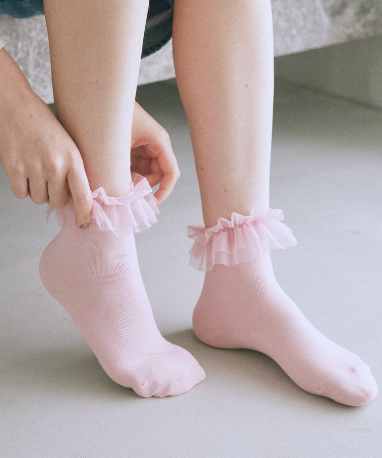 Maison de FLEUR「チュールボリュームフリルソックス」|その他|ピンク