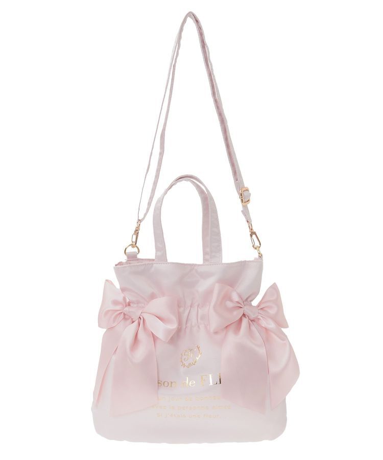 Maison de FLEUR「【2Way/クリアポケット付き】クリアダブルリボン2Wayトート」|トートバッグ|