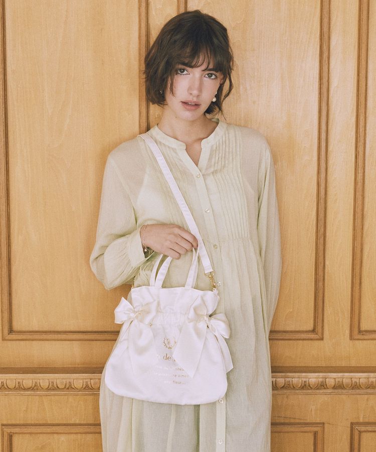 Maison de FLEUR「【2Way/クリアポケット付き】クリアダブルリボン2Wayトート」|トートバッグ|