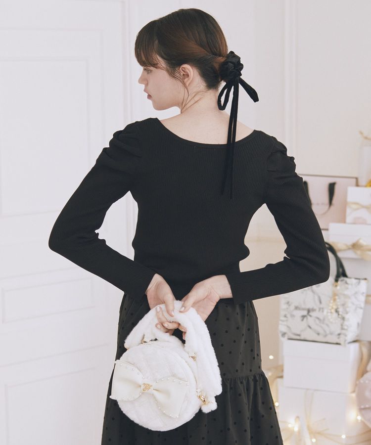 Maison de FLEUR「フェイクファーパールリボンラウンドバッグ」|ハンドバッグ|